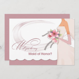 Will you be my Maid of Honour? Dusty Rose  Invitation