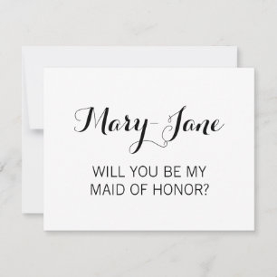 Will You Be My Maid of Honour Elegant Calligraphy Invitation