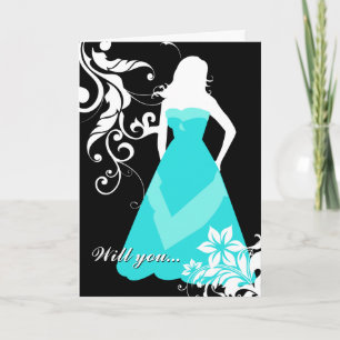 will you be my maid of honour? : elegant silhouett invitation