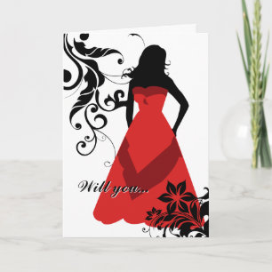 will you be my maid of honour? : elegant silhouett invitation