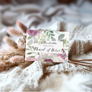 Will You Be My Maid of Honour Floral Rustic  Card