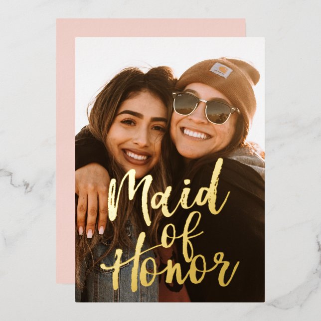 Will You Be My Maid Of Honour  Foil Invitation (Front/Back)