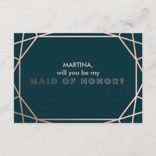 Will you Be my Maid of Honour Geometric Diamond Invitation