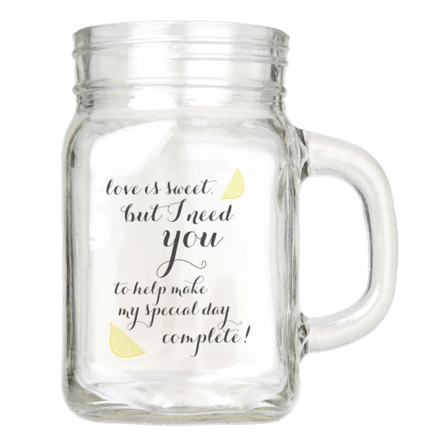 Will You be My Maid of Honour Gift Country Wedding Mason Jar (Front)