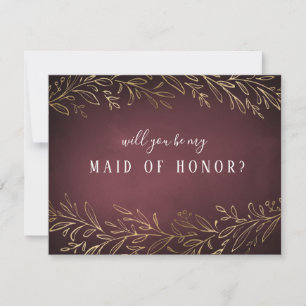 Will you be my maid of honour Gilded gold botanica Invitation