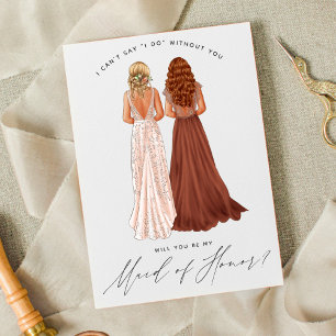 Will You Be My Maid of Honour? Girls in Gowns Invi Invitation