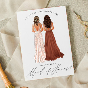 Will You Be My Maid of Honour? Girls in Gowns Invitation