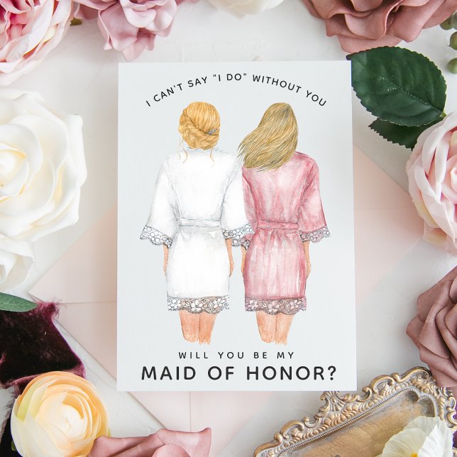 Will You Be My Maid of Honour? Girls in Robes card (Creator Uploaded)