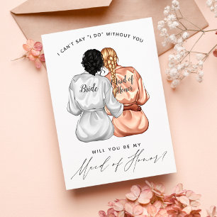 Will You Be My Maid of Honour? Girls In Silk Robes Invitation