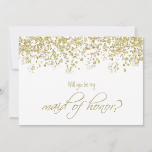 Will you be my maid of honour? Gold Confetti Invitation