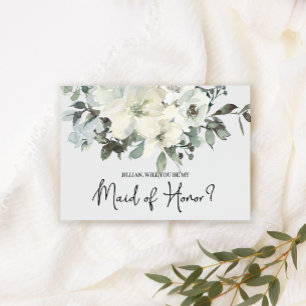 Will You Be My Maid of Honour Ivory White Floral