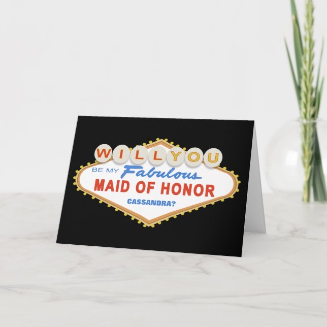 Will You Be My Maid of Honour Las Vegas Sign Card (Front)