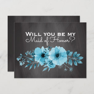Will You Be My Maid of Honour   Maid of Honour Blu Invitation