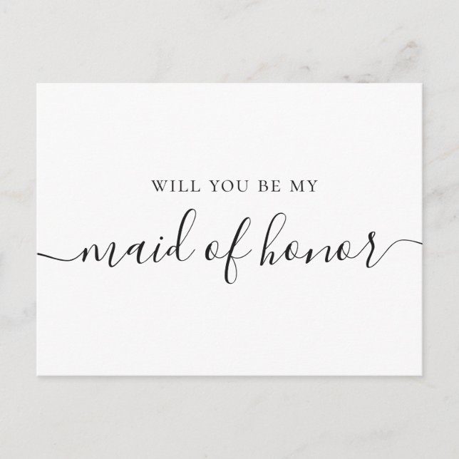 Will You Be My Maid of Honour | Minimalist Proposa Invitation Postcard (Front)