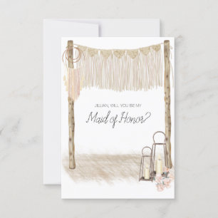 Will You Be My Maid of Honour Modern Boho Pink