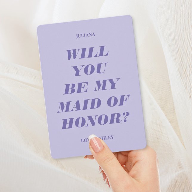 Will You Be My Maid of Honour? Modern Text Lavende Invitation (Creator Uploaded)