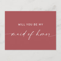 Will You Be My Maid of Honour. Muted Brick Red Fal