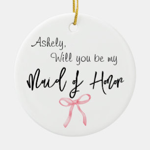 Will You Be My Maid of Honour Photo Bow Ceramic Tree Decoration