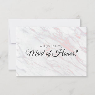 Will You Be My Maid of Honour Pink and Grey Marble