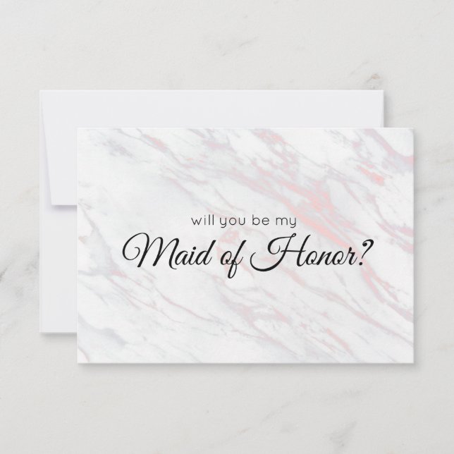Will You Be My Maid of Honour Pink and Grey Marble (Front)