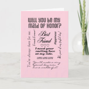Will You Be My Maid of Honour, Pink, Best Friend? Invitation