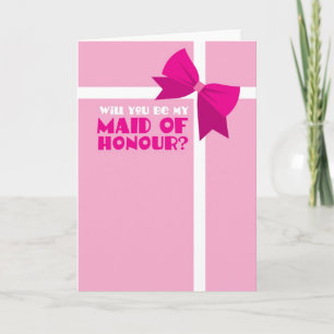 Will you be my maid of honour? pink bows invitation