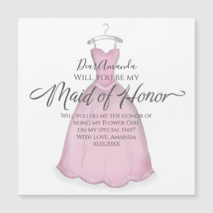 Will you be my Maid of Honour Pink Dress Simple
