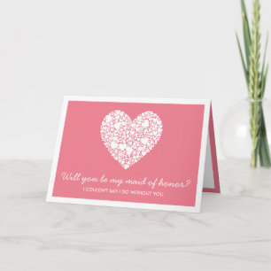 Will You Be My Maid Of Honour? Pink Heart Card
