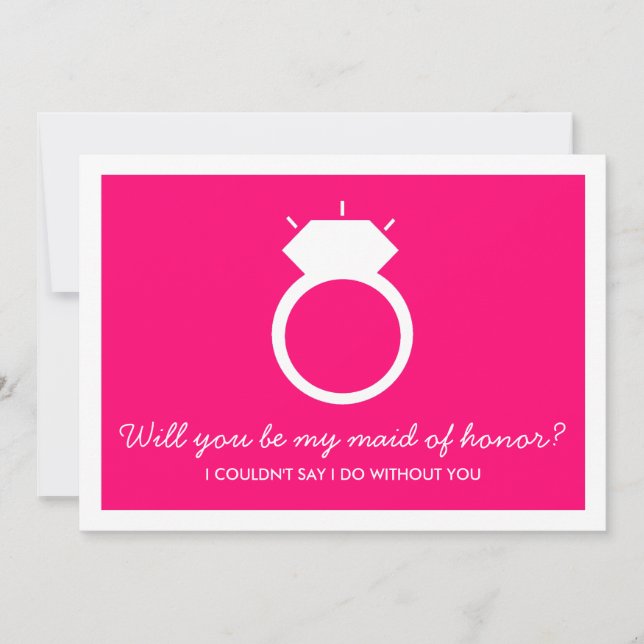 Will You Be My Maid Of Honour? Pink Ring Card (Front)