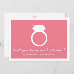 Will You Be My Maid Of Honour? Pink Ring Card