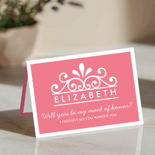 Will You Be My Maid Of Honour? Pink Tiara Card