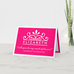 Will You Be My Maid Of Honour? Pink Tiara Card