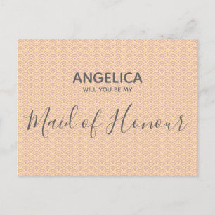 Will you be my Maid of Honour Pretty Pink Pattern Invitation Postcard