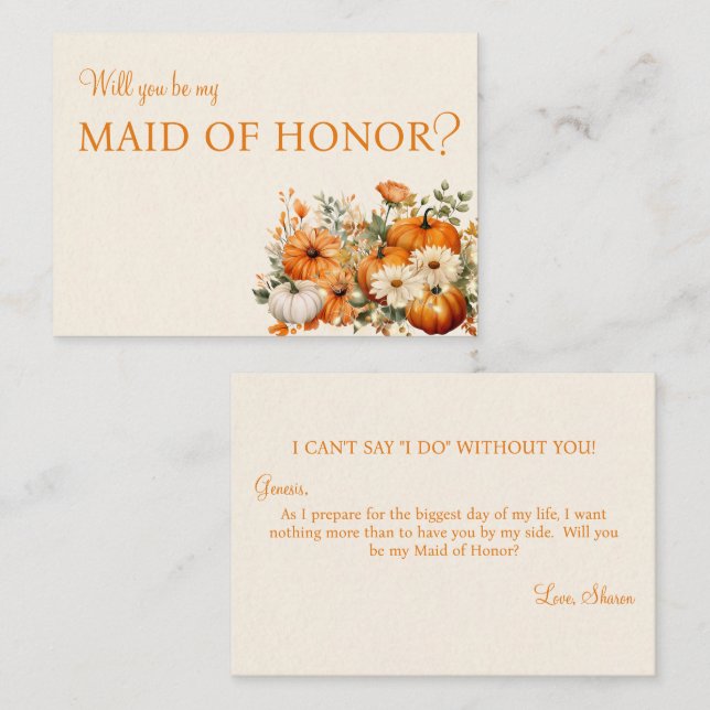 Will You Be My Maid of Honour proposal card (Front/Back)