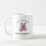 Will you be my maid of honour Proposal  Coffee Mug<br><div class="desc">Surprise your **best friend** or **sister** with a heartfelt and elegant **Maid of Honour** proposal using this charming floral coffee mug! Adorned with delicate vintage pink roses and graceful script calligraphy, this mug is the perfect way to ask, **"Will You Be My Maid of Honour?"** in a meaningful and timeless...</div>