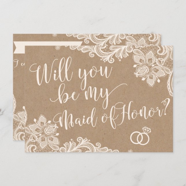 Will You Be My Maid Of Honour Proposal Request Car Invitation (Front/Back)