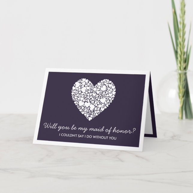 Will You Be My Maid Of Honour? Purple Heart Card (Front)