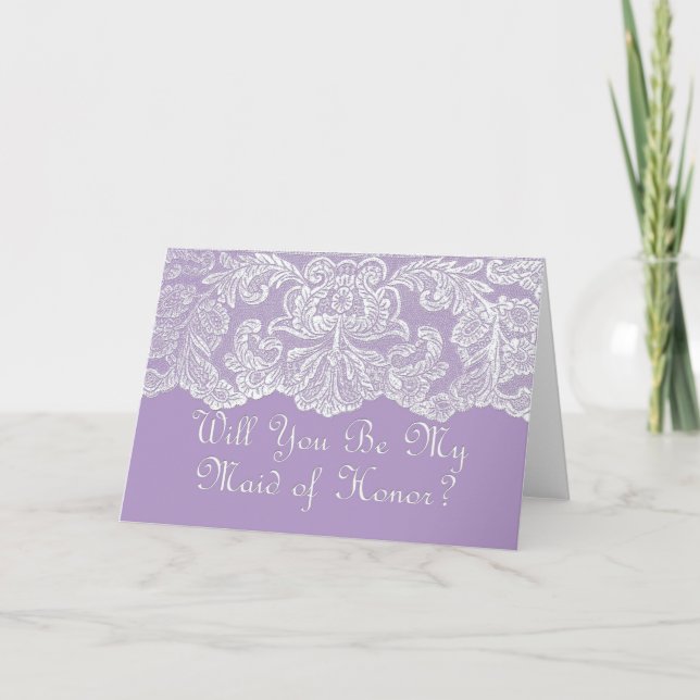 will you be my maid of honour? purple invitation (Front)