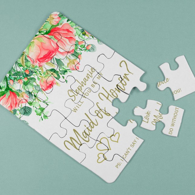 Will you be my maid of honour romantic floral jigsaw puzzle (Creator Uploaded)