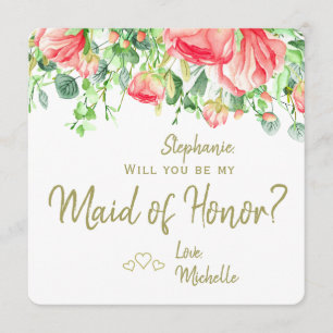 Will you be my maid of honour romantic modern invitation