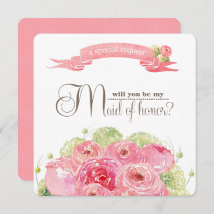 Will you be my Maid of Honour? Romantic Roses Invitation