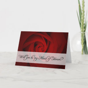 will you be my maid of honour? : rose invitation