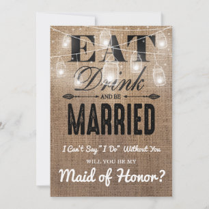 Will you be my Maid of Honour? Rustic Bridesmaid Invitation