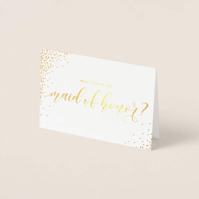 Will You Be My Maid of Honour Script Gold Foil Car Foil Card (Front)