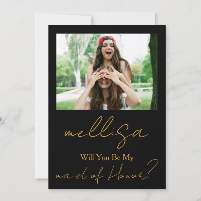 Will You Be My Maid of Honour Simple Photo  Invitation (Front)