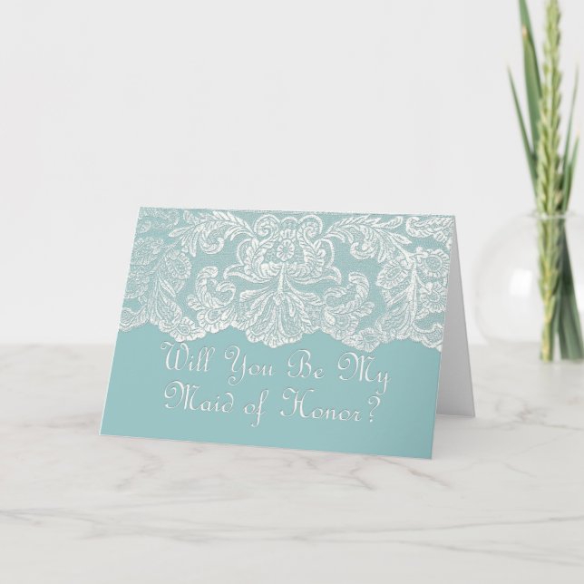 will you be my maid of honour? teal invitation (Front)