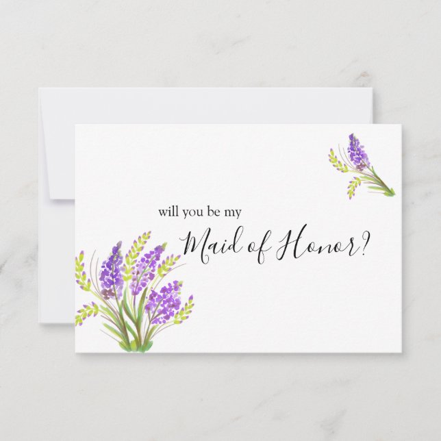 Will You Be My Maid of Honour Watercolor Lavender (Front)