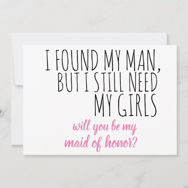 will you be my maid of honour? wedding proposal invitation (Front)