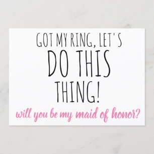will you be my maid of honour? wedding proposal invitation
