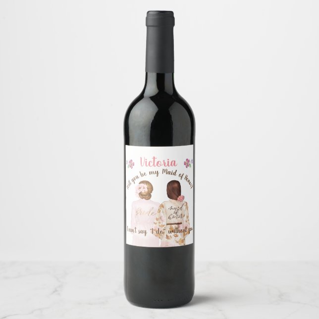 Will you be my Maid of Honour Wine label (Front)